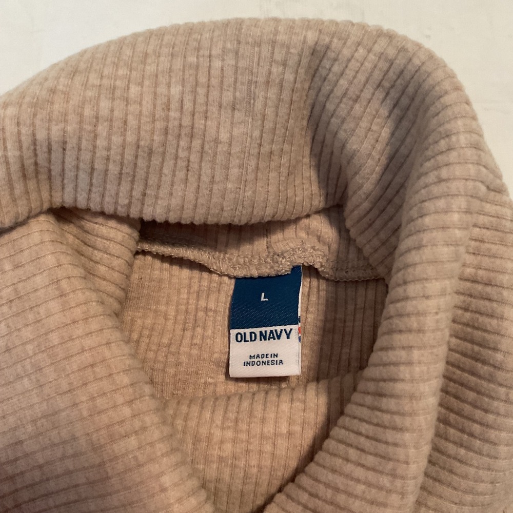 Old Navy Ribbed Turtleneck Mini Dress Women L Beige Long Sleeve Bodycon Neutral - Picture 7 of 11